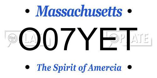 O07YET Massachusetts License Plate