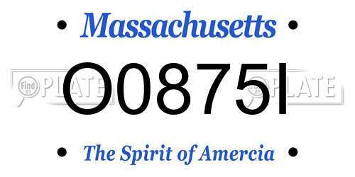 O0875I Massachusetts License Plate