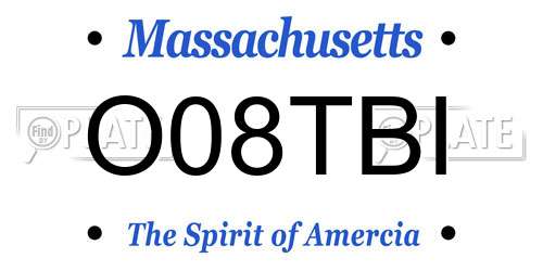 O08TBI Massachusetts License Plate