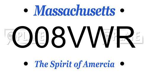 O08VWR Massachusetts License Plate