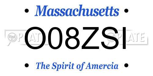 O08ZSI Massachusetts License Plate