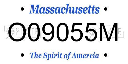 O09055M Massachusetts License Plate
