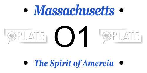 O1 Massachusetts License Plate