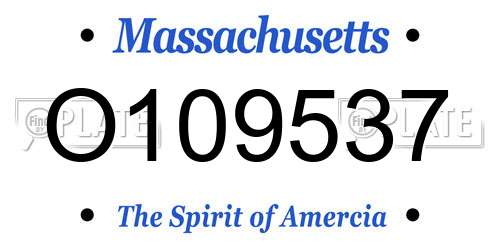 O109537 Massachusetts License Plate
