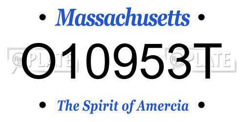 O10953T Massachusetts License Plate