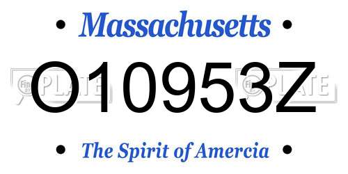 O10953Z Massachusetts License Plate