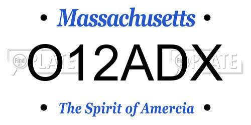 O12ADX Massachusetts License Plate