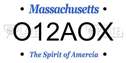 O12AOX Massachusetts License Plate