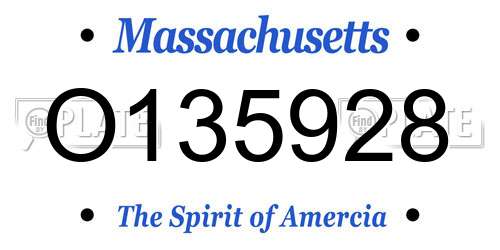 O135928 Massachusetts License Plate