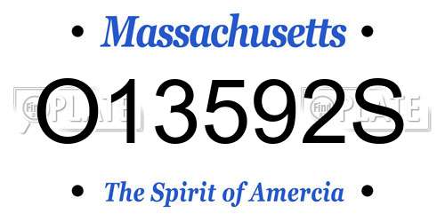 O13592S Massachusetts License Plate