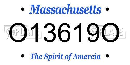 O13619O Massachusetts License Plate