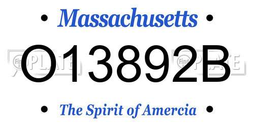 O13892B Massachusetts License Plate