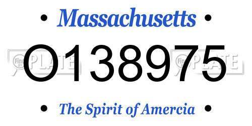 O138975 Massachusetts License Plate