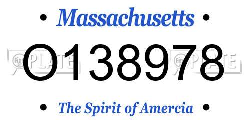 O138978 Massachusetts License Plate