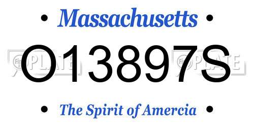 O13897S Massachusetts License Plate