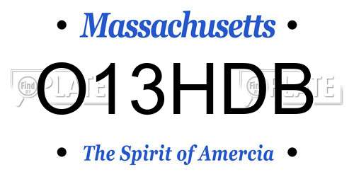 O13HDB Massachusetts License Plate