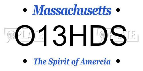 O13HDS Massachusetts License Plate