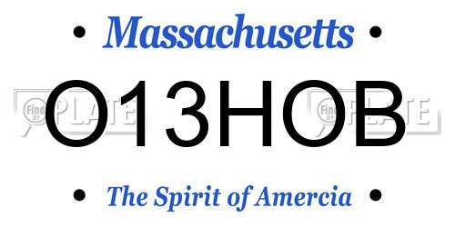 O13HOB Massachusetts License Plate