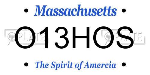 O13HOS Massachusetts License Plate
