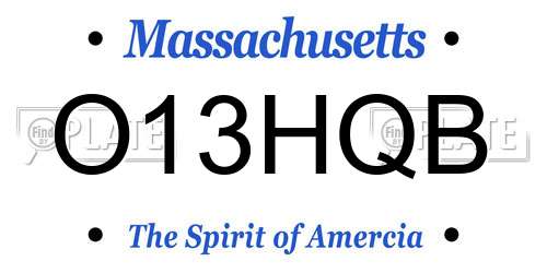 O13HQB Massachusetts License Plate