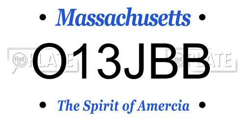 O13JBB Massachusetts License Plate