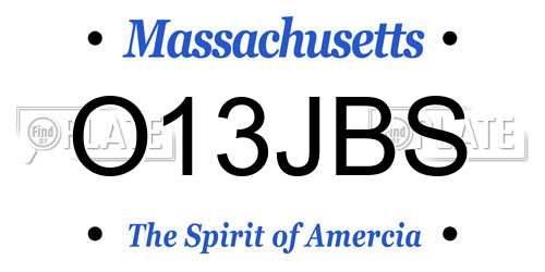 O13JBS Massachusetts License Plate