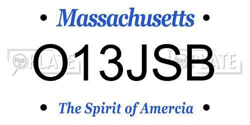 O13JSB Massachusetts License Plate