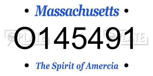 O145491 Massachusetts License Plate