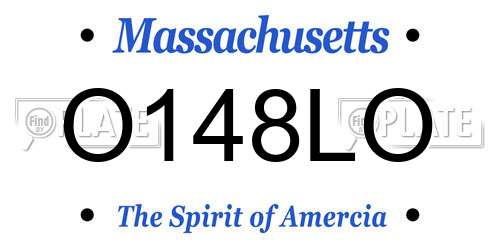 O148LO Massachusetts License Plate