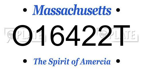 O16422T Massachusetts License Plate