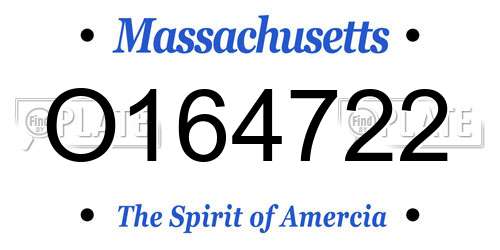 O164722 Massachusetts License Plate
