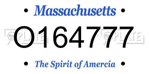O164777 Massachusetts License Plate