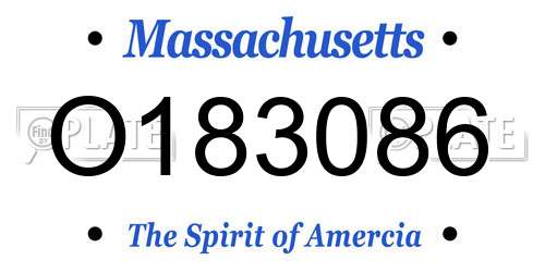 O183086 Massachusetts License Plate