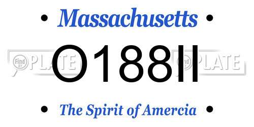O188II Massachusetts License Plate