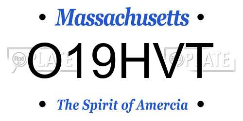 O19HVT Massachusetts License Plate