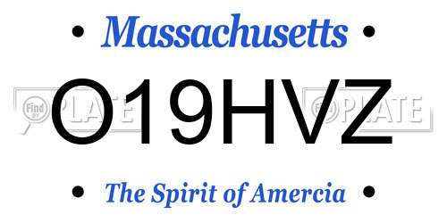 O19HVZ Massachusetts License Plate