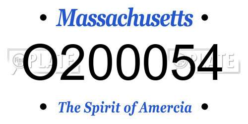 O200054 Massachusetts License Plate