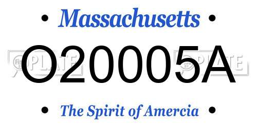 O20005A Massachusetts License Plate