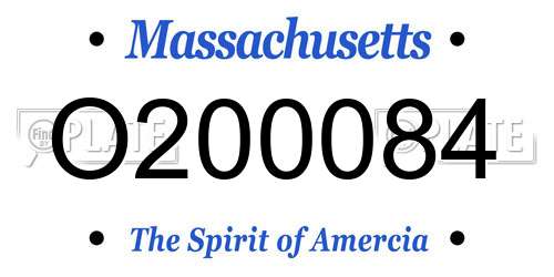 O200084 Massachusetts License Plate