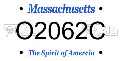 O2062C Massachusetts License Plate