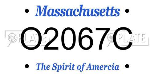 O2067C Massachusetts License Plate
