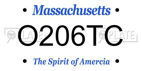 O206TC Massachusetts License Plate