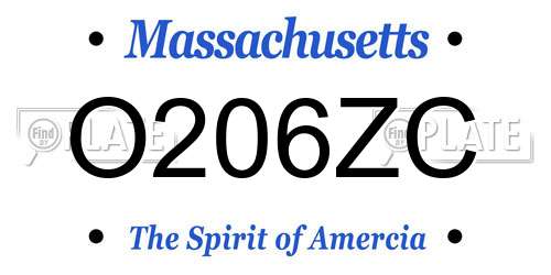 O206ZC Massachusetts License Plate