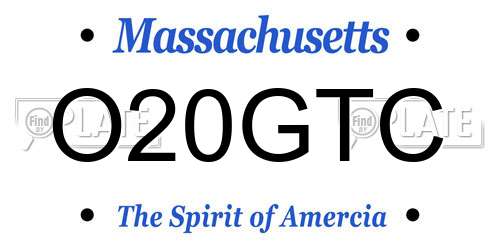 O20GTC Massachusetts License Plate