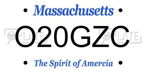 O20GZC Massachusetts License Plate
