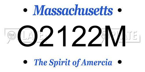 O2122M Massachusetts License Plate
