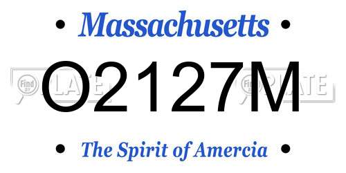 O2127M Massachusetts License Plate