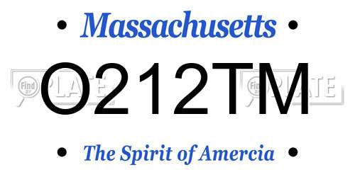 O212TM Massachusetts License Plate