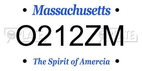 O212ZM Massachusetts License Plate