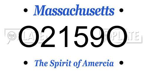 O2159O Massachusetts License Plate